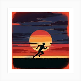 Runner At Sunset Art Print