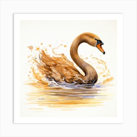 Swan In Water 3 Art Print