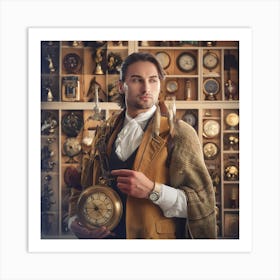 Man With A Clock Art Print