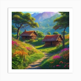 Cottages In The Countryside Art Print