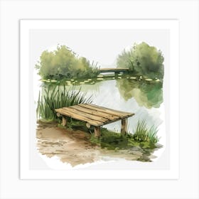 Springtime-Duck-Pond-Clipart.17 Art Print