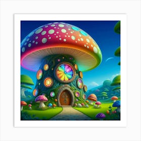 Psychedelic Mushroom House Art Print