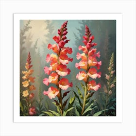 Snapdragon Floral Botanical Vintage Poster Flower Art Print Art Print