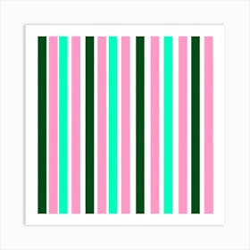 Pink And Green Stripes Art Print