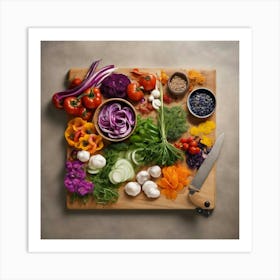 Cutting Board With Vegetables Art Print