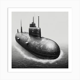 Submarino Navegando Fuerte En Superficie Art Print