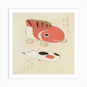 Koi Fish And Rat Art Print