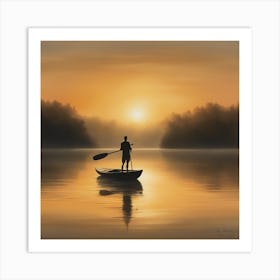 Sunset On The Lake Canvas Print Art Print