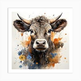 Pastoral Peace Watercolor Cow Scene Art Print