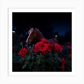 Horse In The Night Art Print