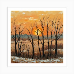 Sunset In The Woods Art Print