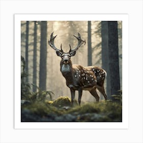 Deer In The Forest 63 Art Print