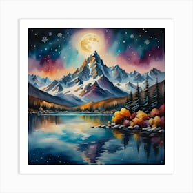 Moonlight Over Lake  Art Print