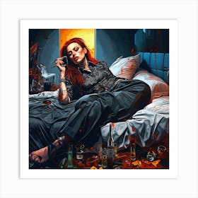 Woman In Bed Art Print