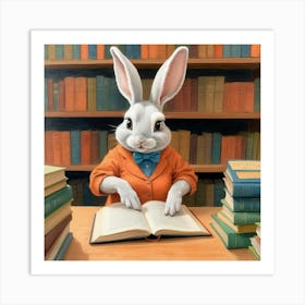 Rabbit Reading Book 1 Art Print