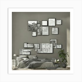 Bedroom With Framed Pictures 3 Art Print