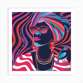 African Woman With Bird 4 Art Print