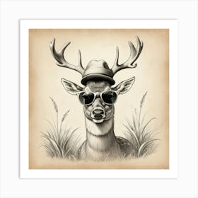 Deer In Sunglasses 2 Art Print