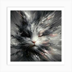 Cat In Black And White Art Print