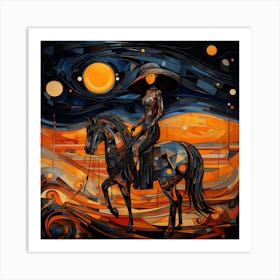 Woman Riding A Horse 1 Art Print