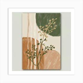 Abstract boho wall art in beige and green 2 Art Print