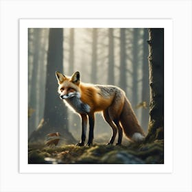 Red Fox In The Forest 26 Art Print