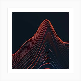 Red Abstract Wave Pattern Art Print