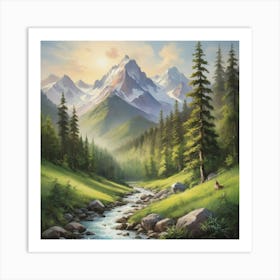 Mountain Stream Art Print Paintings 2 Art Print