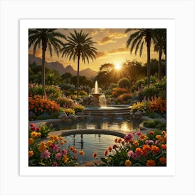 Sunset In The Garden 3 Art Print