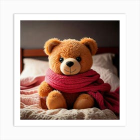 Firefly Cute, Little, Bear, Bed, Fluffy, Scarf, Close Up, Adorable, Cozy, Warm, Soft, Endearing, Cud (2) Art Print