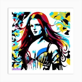 Woman With Long Red Hair Art Print