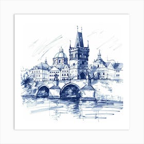 A Prague With Charles Bridge Hand Drawn Sketch I 1720467835 1 Art Print