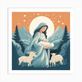 Jesus With Sheep Art Print