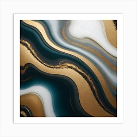 Abstract Gold And Black Painting Art Print