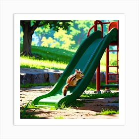 Chipmunk On A Slide Art Print