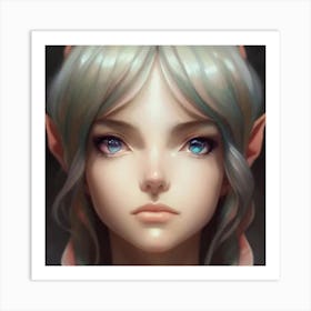 Elf Girl Hyper-Realistic Anime Portraits Art Print