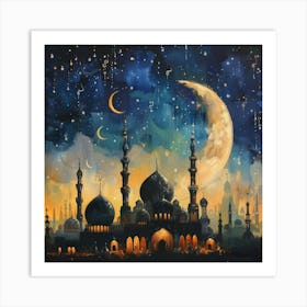 Muslim Mosque At Night 4 Art Print