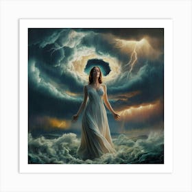 Woman In The Storm Art Print