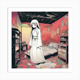 Manga Girl In A Room 4 Art Print