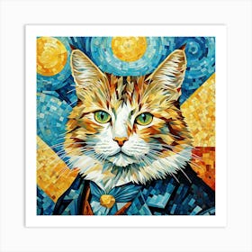 Starry Night Cat Art Print