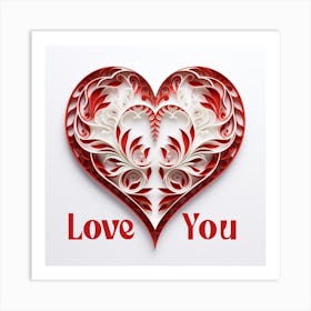 Paper Art Valentine's Day Red Heart Art Print