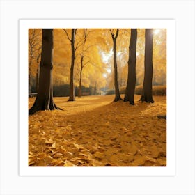 Autumn Leaves In The Park Art Print