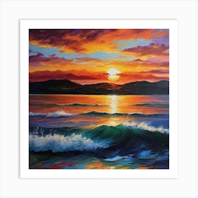 Sunset By Person Art Print