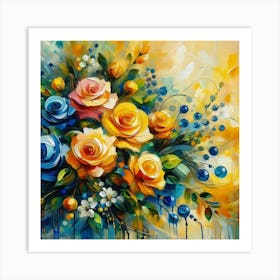 Colorful Roses oil painting abstract painting art 4 Art Print