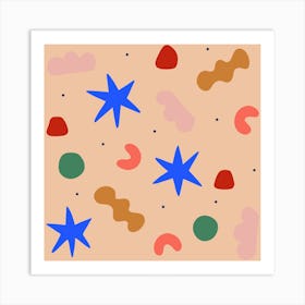 Apricot Stars Square Art Print