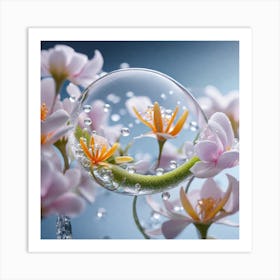 Water Bubble With Flowers Art Print