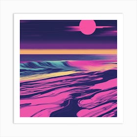 Minimalism Masterpiece, Trace In The Waves To Infinity + Fine Layered Texture + Complementary Cmyk C (30) Art Print