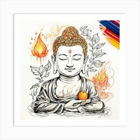 Buddha Drawing Art Print