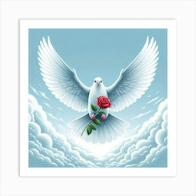Dove With Rose 5 Art Print
