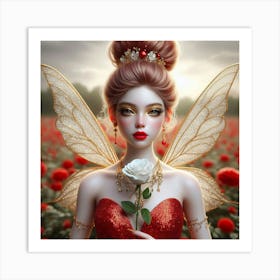 Fairy With Rose Art Print